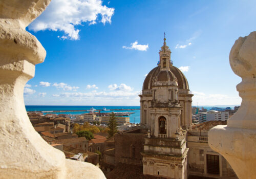 A panorama city shot of Catania, Sicily.