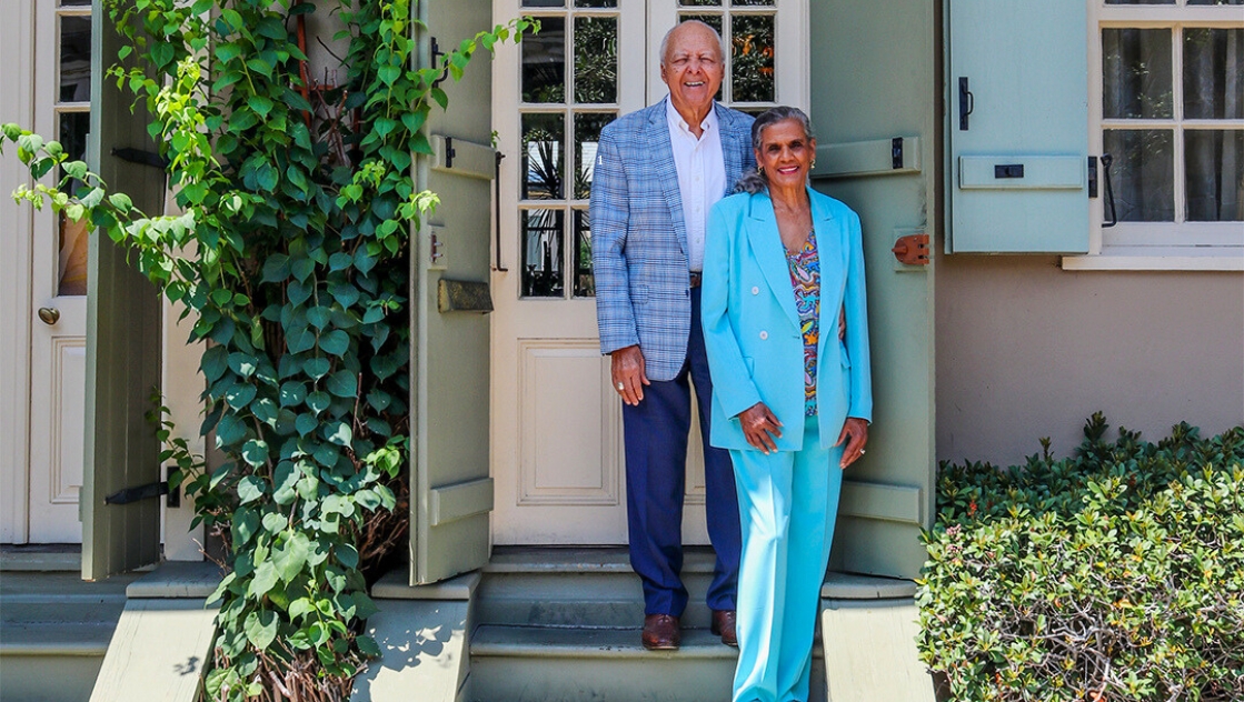 Adolph and Naydja Bynum in front of their Treme home.