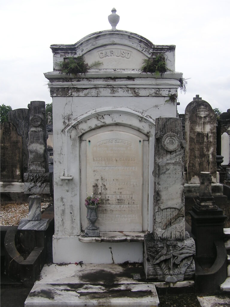 The Caruso family tomb in Greenwood Cemetery.