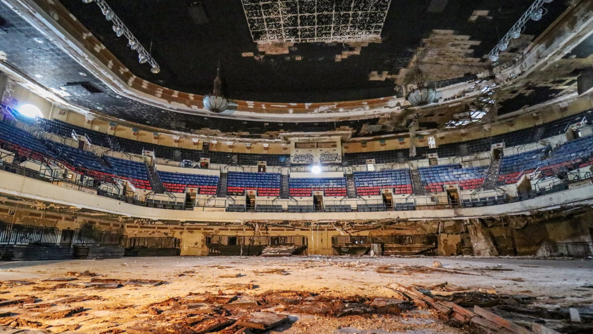 Inside municiple auditorium, photo by Liz Jurey