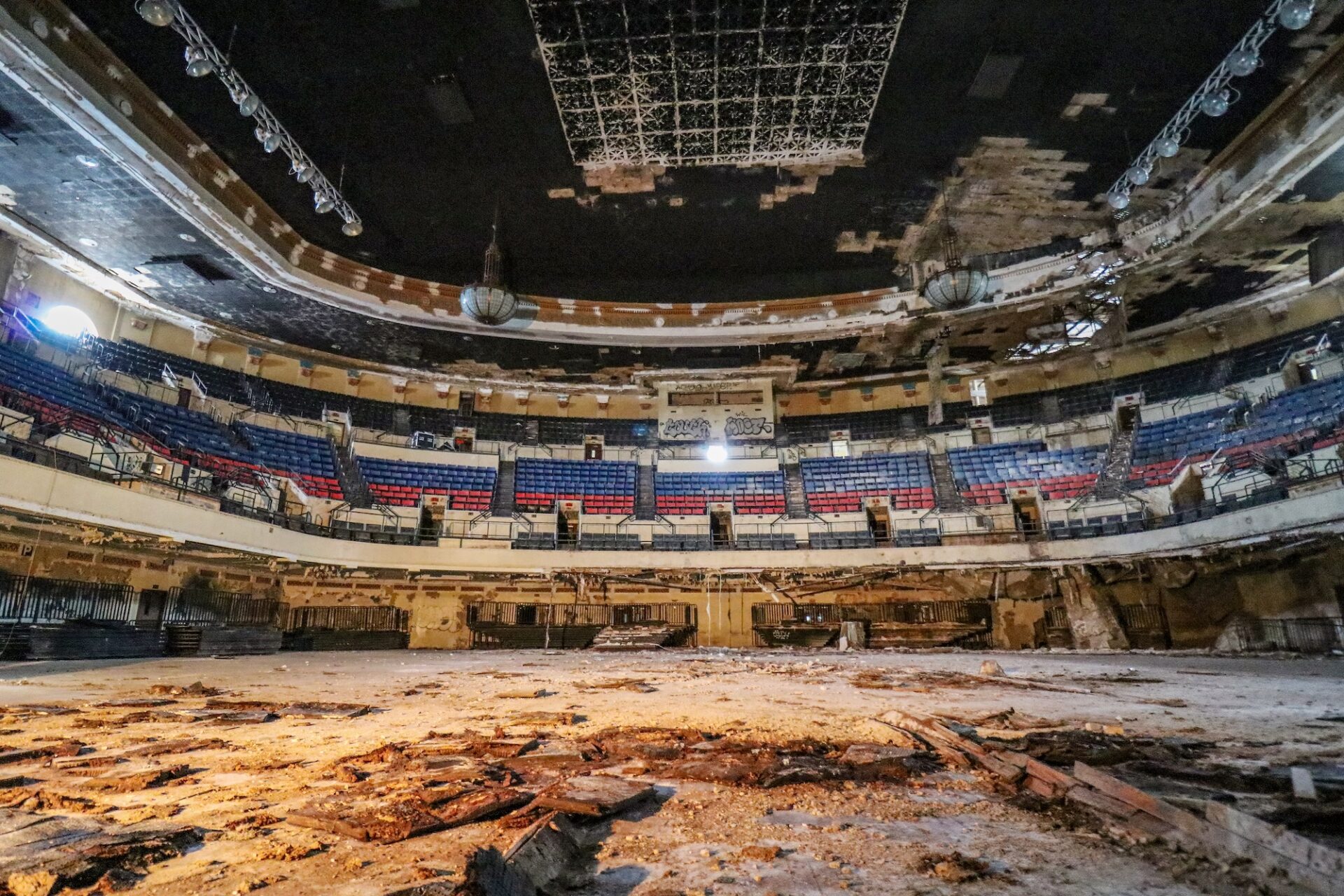Inside municiple auditorium, photo by Liz Jurey
