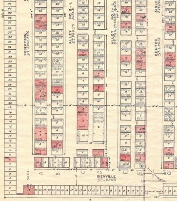 Historic cemetery plot map showing numbered tombs and burial locations in Square 3, including Robertson Street and nearby alleys.